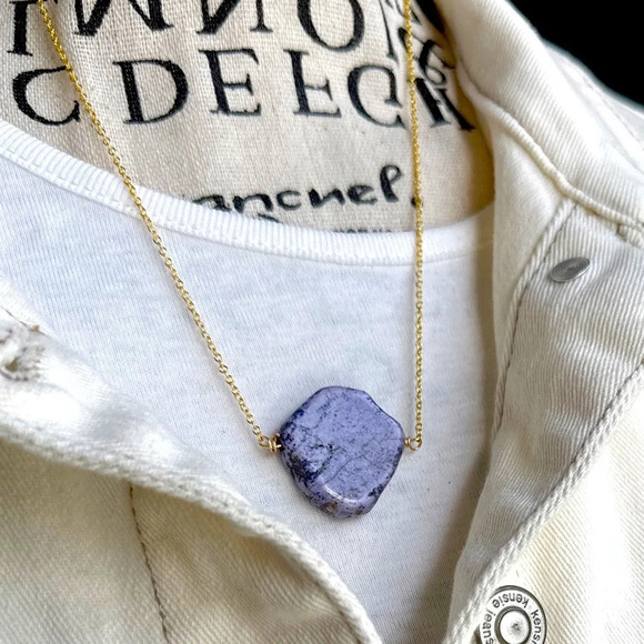 Purple Turquoise nugget/worry stone on Vermeil gold 925 sterling silver overlay - Picture 1 of 6